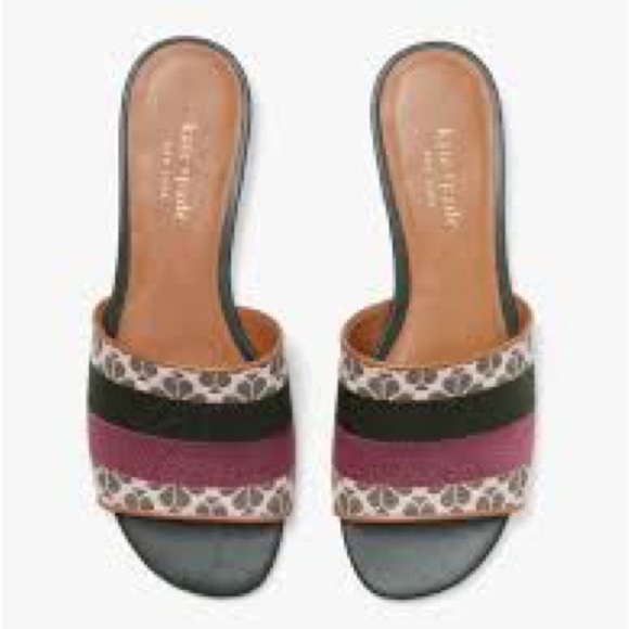 Kate Spade| New York Pink/Green Flower Jacquard Boardwalk Slide Sandals Sz 9.5 - Picture 8 of 8